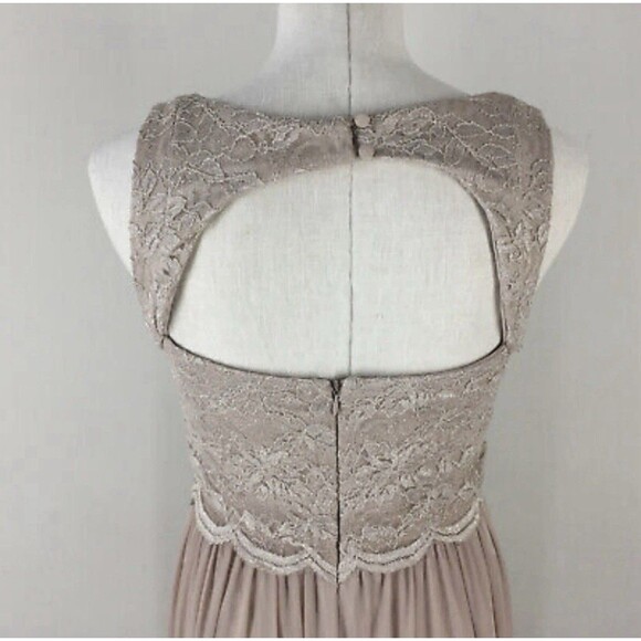 Nightway Champagne Lace Formal Empire Elegant Prom Wedding Dress Gown Size 14P - Picture 4 of 14